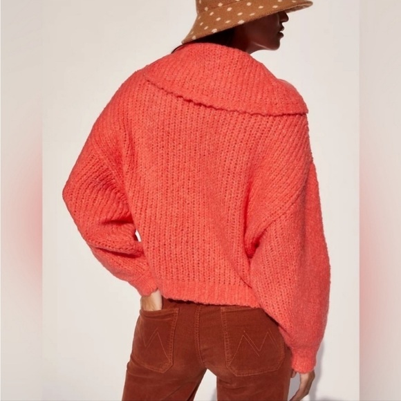 Anthropologie Pilcro Zamora Coral Wool Alpaca Cowl Neck Oversized Sweater Medium - Picture 3 of 13